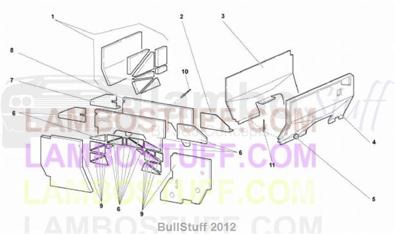 2010 Lamborghini MURCIELAGO LP 640 COUPE USA INSULATIONS AND SOUNDPROOFING (864.01.00)